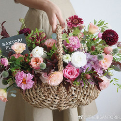 Straw Woven Watermelon Blue Flower Basket, Rattan Woven Flower Basket, Bamboo Woven Fruit, Fresh Flower, Dried Flower, Egg, Beer Basket