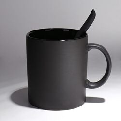 Office Cup Men's Mug Ceramic Cup with Lid Spoon Black Drinking Cup Boy's Birthday Gift Water Cup for Men