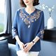 
Middle-aged and elderly women's clothing 2025 spring and summer new large size knitted tops, fashionable fat mothers, loose slimming ice silk T-shirts