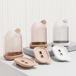 Portable Storage Sealed Drain Soap Box Travel Outing Home Student Dormitory Soap Box with Brush and Lid