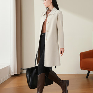 Double-sided cashmere coat women's mid-length 2026 autumn and winter new style lapel high-end dense edge 100% wool coat thick