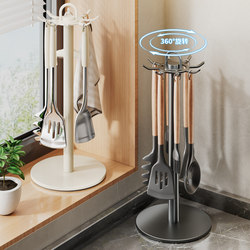 Kitchen Rotating Hook Pot Holder Countertop Household Storage Rack for Hanging Spoons, Spatulas, and Utensils