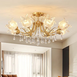 French-Style Living Room Chandelier, Crystal Mid-Century Style, 2025 New Model, Main Light for Hall, Ceiling Light for Dining Room, All-Copper Lighting for Bedroom