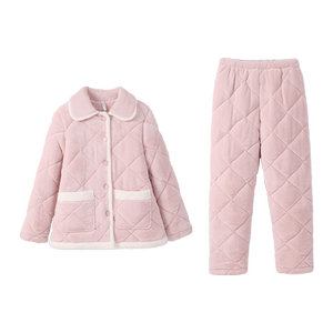 
Anzhiban 2026 couples pajamas winter men and women Beibei velvet three-layer thickened quilted simple cotton jacket home clothes