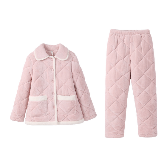 
Anzhiban 2026 couples pajamas winter men and women Beibei velvet three-layer thickened quilted simple cotton jacket home clothes