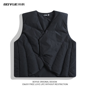 BOYUE Silk Yue Autumn and Winter Fashionable Warm Cotton Clothes Vest Geometric Segmentation Deconstructed Casual Stacking Men's Vest Jacket