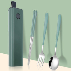 Chopsticks and Spoon Set Box, Portable Stainless Steel Bento Cutlery, Chopsticks and Spoon for Adults, Single-Person Set, Personal Use for Students