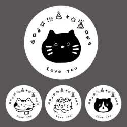 Simple and Cute Hand-Drawn Kitten Illustration Gift Baking Milk Tea Coffee Accessory Box Airplane Box Sealing Sticker Customization