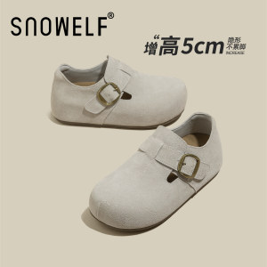 
Thick-soled all-inclusive Birkenstock shoes for women 2026 new summer small height increasing women's shoes sand color genuine leather casual shoes