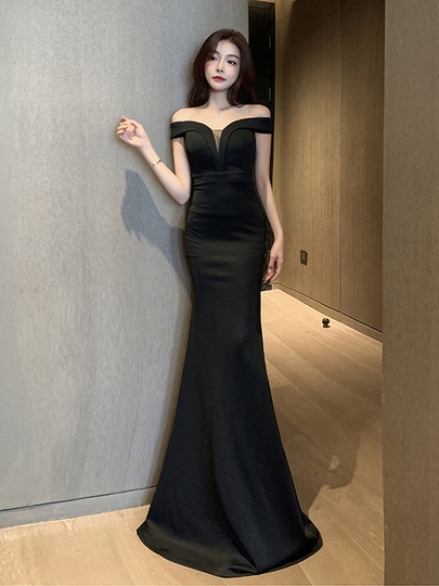 green emerald velvet dress Hndudnff Women's Summer Embroidered Light Dress Korean Style O Neck Loose Evening  Dress Black at Amazon Women's Clothing store main image 0