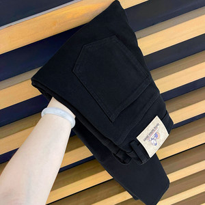 Anti-fade/nine-point jeans/men/pure black/lyocell/four-way stretch/slim-fitting jeans for men