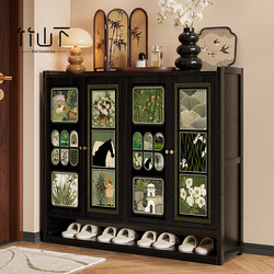 Solid Wood Shoe Cabinet for Home Entrance, French-Style Light Luxury with a High-End Feel, Sturdy and Durable Indoor Shoe Storage Cabinet for the Hallway