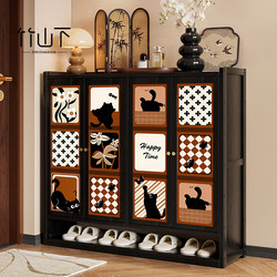 Solid Wood Shoe Cabinet with a Vintage Style for Home Use, Integrated Wall-Mounted Shoe Rack for Entryway, Multi-Layer, 2026 New Model