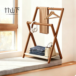 Solid Wood Foldable Bay Window Clothes Rack, Bedroom Children's Floor-Standing Coat Rack, Clothes Drying Rack, Bedside Clothes Storage Solution