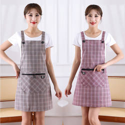 Pure Cotton Apron for Working Women, Home Kitchen Cooking, Oil-Proof Apron, Korean Style, Japanese Style, Fashionable Restaurant Work Clothes