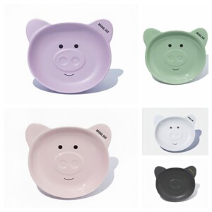 
Korean authentic bridgedog pet bowl bd pig face plate piggy dish ceramic cat and dog dish macaron color