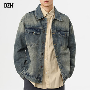 Boys American Denim Jackets Men's Trendy Brand 2026 Large Size Men's Spring Work Jackets Tops Loose Clothes