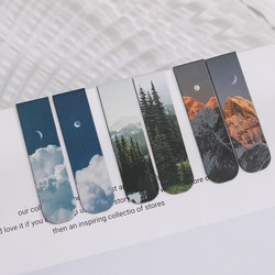 Magnetic Bookmark Hazy Fantasy Series Creative Magnet Bookmark Student Book Clip ins Scenery Clouds Simple Literary Retro Nordic Style Double-Sided Gift Page Clip Fridge Magnet Label Sticker