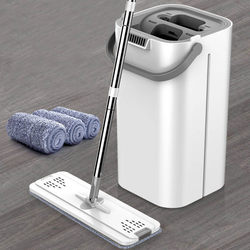 Internet-Famous Lazy Mop, a Magical Household Cleaning Tool with Rotating Dry and Wet Separation, Hands-Free Washing, Flat Mop Bucket, One-Sweep Clean Set