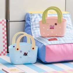 Dopamine Color-Blocked Tote Basket, Bath Basket, Picnic Basket, Shopping Basket, Fruit and Vegetable Storage Basket, Bathroom Draining Basket