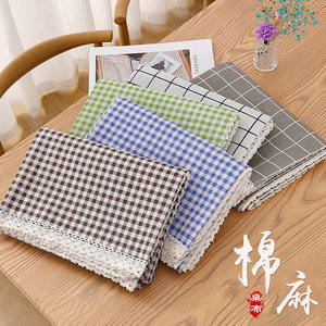 
Tablecloth Cotton and linen ins Internet celebrity dining table fabric coffee table dormitory desk mat small fresh pastoral style rectangular tablecloth