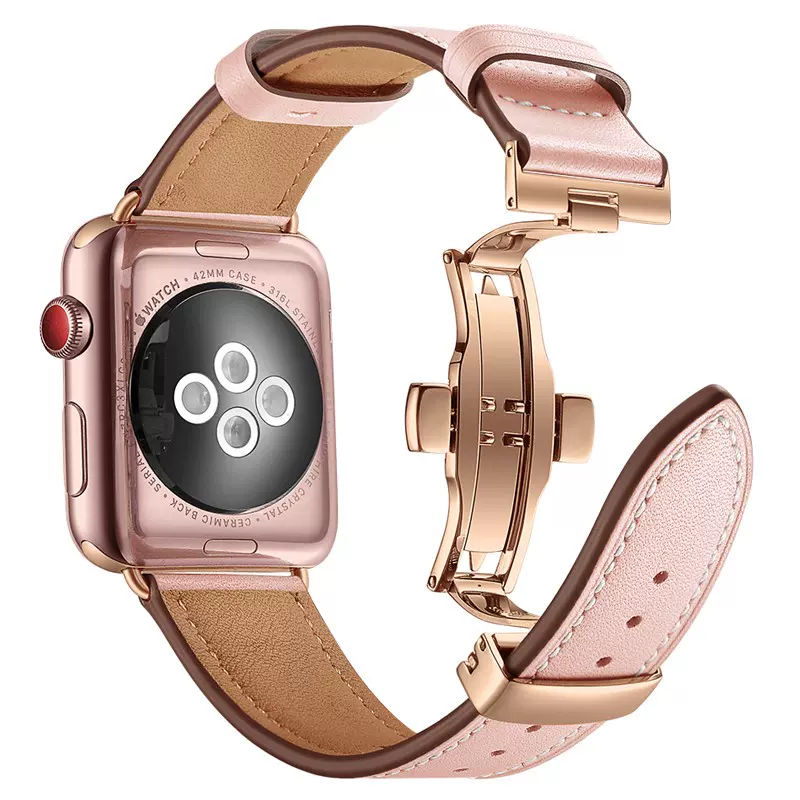适用苹果手表iwatch6表带真皮apple watch1/2/3/4/5/7代通用
