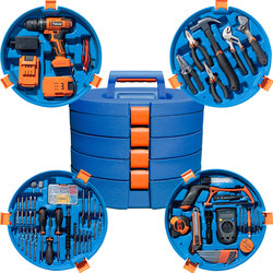 Complete Set of Tools, Multifunctional Electric Household Tool Box, Hardware Complete Set, Universal Brushless Electric Drill Combination for Repair