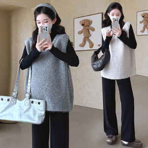 
Maternity wear, autumn long-sleeved bottoming shirt, autumn and winter vest, autumn casual pants, autumn and winter three-piece maternity suit, winter