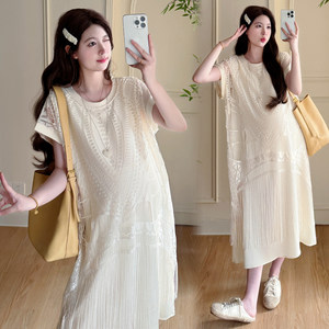 
Maternity wear summer dress design tassel short-sleeved dress fashionable gentle style skirt summer maternity dress summer