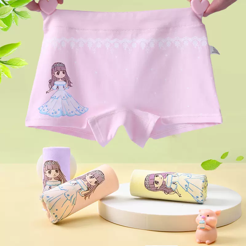 新品4条装女童内裤纯棉平角裤儿童内裤女小孩学生女孩宝宝秋冬款- Taobao