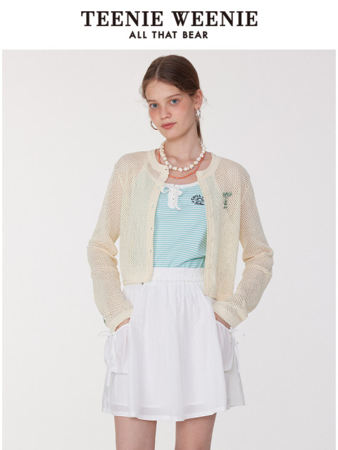 TeenieWeenie Bear Women's Skirt 2025 Summer New Elegant Solid Color White Skirt