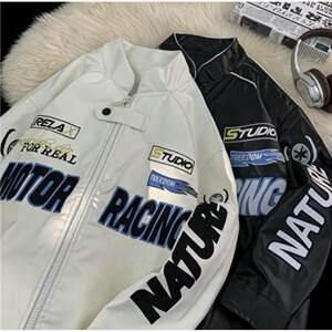 
American leather jacket men's autumn street flying motorcycle jacket hiphop trendy top American handsome jacket