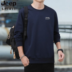 Jeep Spirit Jeep Spring and Autumn Embroidered Sweatshirt Long-Sleeved Loose Round Neck T-Shirt Men's Business Casual Base Shirt
