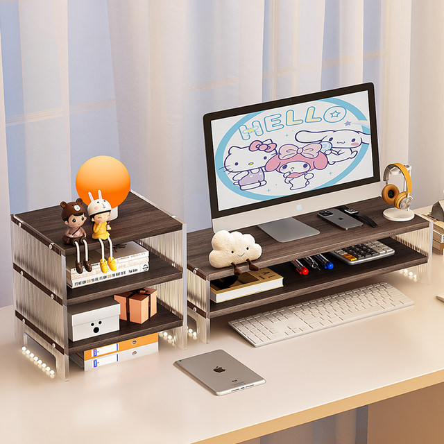 Desktop computer elevated monitor stand office workstation desktop ...