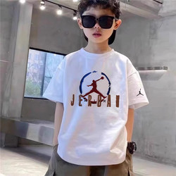 2025 Summer New Children's Clothing Boys' Pure Cotton Short-Sleeve White Versatile Summer T-Shirt Trendy Top
