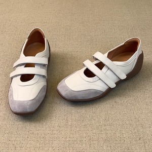 
nnmiss/3cm minimalist Velcro Mary Jane shoes, round toe sports thick-soled commuting pumps