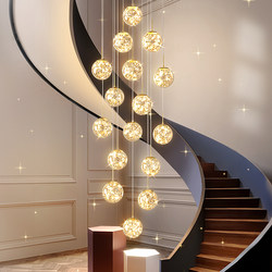 Zhongshan Lighting Fixtures for Villa Duplex Spiral Staircase Chandelier, Open-Air American Style 2026 New Model, Internet-Famous Self-Built House Long-Line Lamp