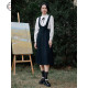 Stubborn Spring New Retro Academy Solid Color Strap Mid-Length A-line Skirt 00031BQ07775
