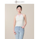 Stubborn 2025 spring new Chinese style halter neck stand collar sleeveless vest short solid color knitted sweater women's top