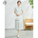 
Stubborn summer new Chinese stand-up collar puff sleeve printed short-sleeved dress 42632LQ08178