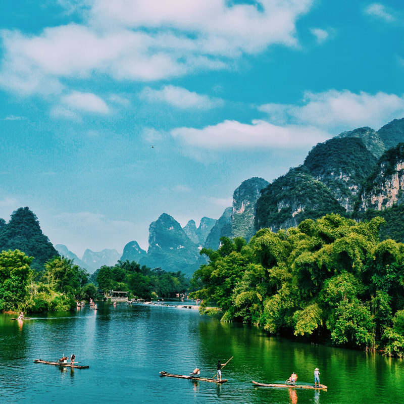 8人小团桂林旅游纯玩阳朔一日游漓江四星船桂花号主题游船遇龙河