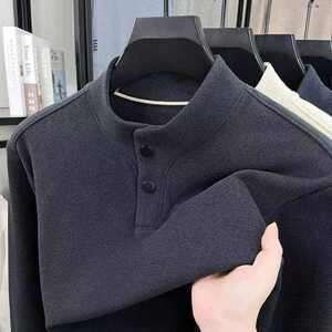 
Double-sided Zhende velvet snap button winter warm base long-sleeved T-shirt stand collar solid color men's top inner wear