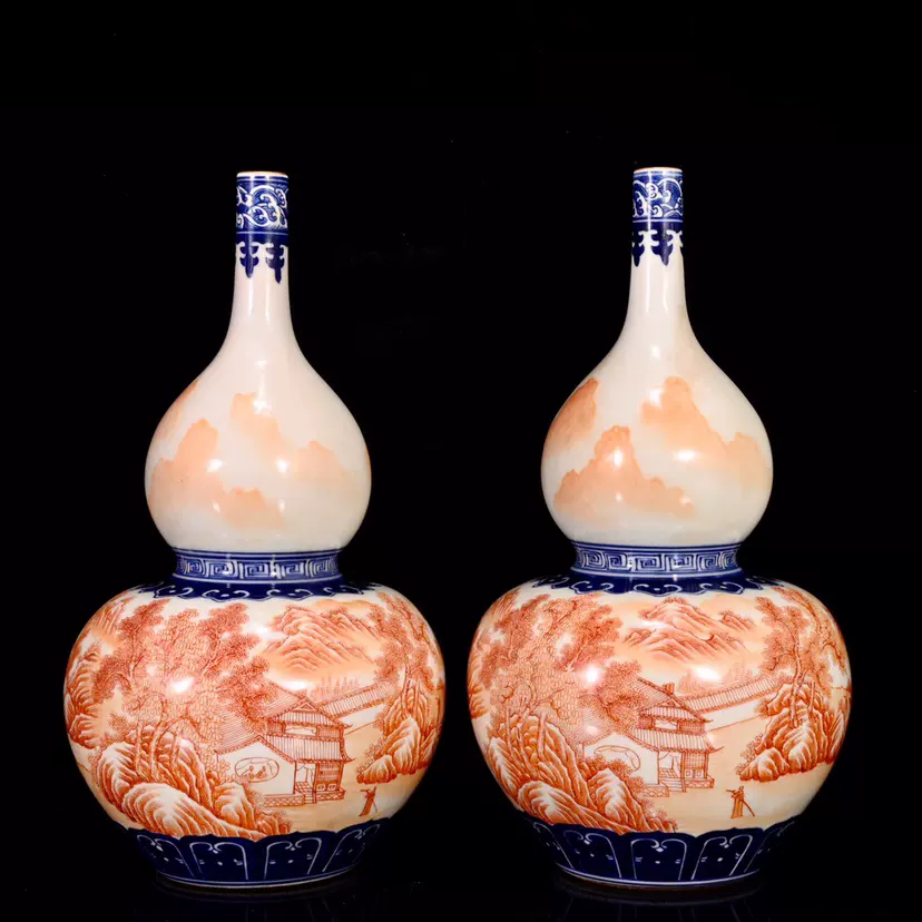 清乾隆黄地青花八宝纹抱月瓶古董古玩古瓷器收藏-Taobao