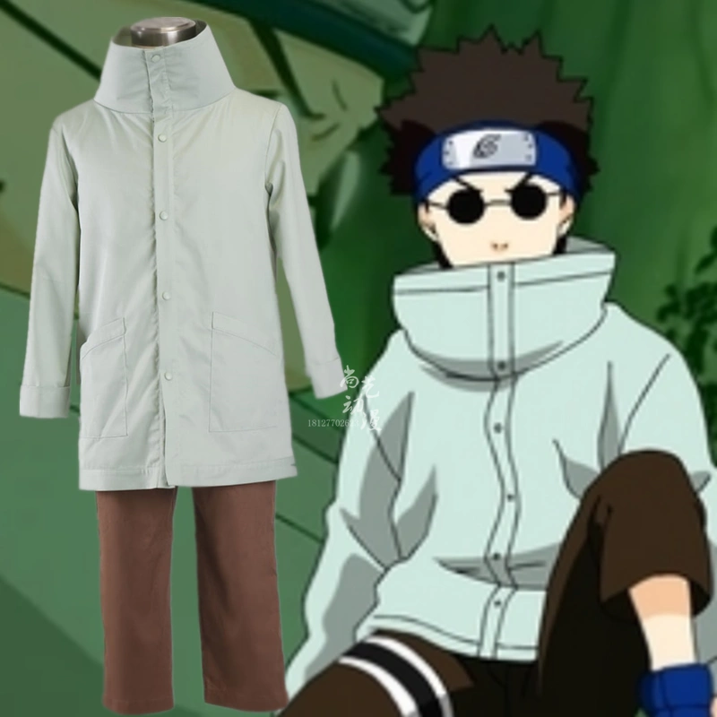 Naruto-Aburame Shino cos quần áo phiên bản vị thành niên trẻ em biểu diễn sân khấu quần áo hoạt hình Cosplay quần áo nam