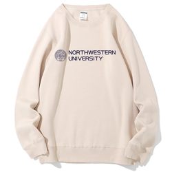 Northwestern University Sweatshirt Northwestern International Students Commemorative College Student Class Uniforms for Men and Women Fleece-Lined and Thickeneding