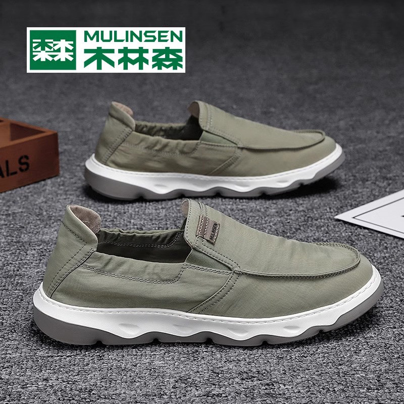 Mulinsen Old Beijing тканевая обувь, мужская летняя дышащая тонкая мужская обувь без шнуровки для вождения, легкая повседневная мужская обувь на мягкой подошве