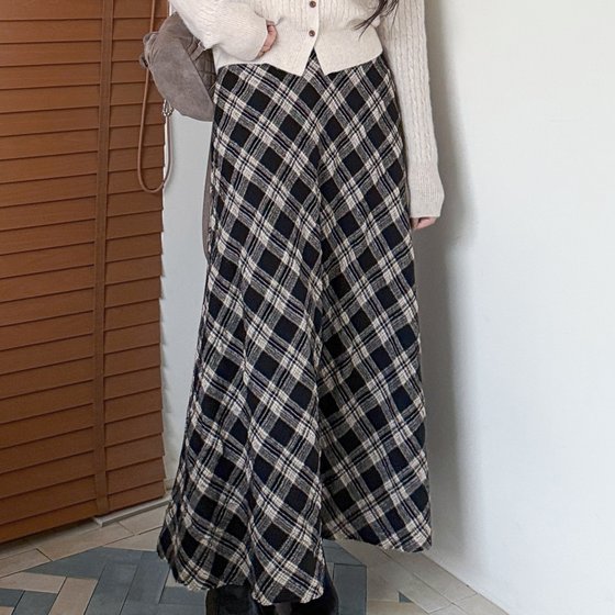 
Nomadic Girl丨Sheep Wool Cotton丨Versatile Lazy Style Pleated Plaid Skirt for Autumn and Winter-MY6378