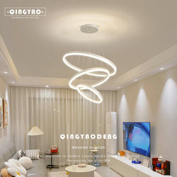 Chandelier Living Room Lamp Creative Personality Circular Ring Dining Room Guangdong Zhongshan Lighting Modern Minimalist Cream Style Minimalist Main Light