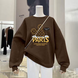 Mid-length round neck loose pullover letter