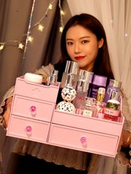 Drawer-Type Cosmetics Storage Box Desktop Plastic Organizer Box Household Skin Care Products Dressing Table Large-Capacity Storage Rack